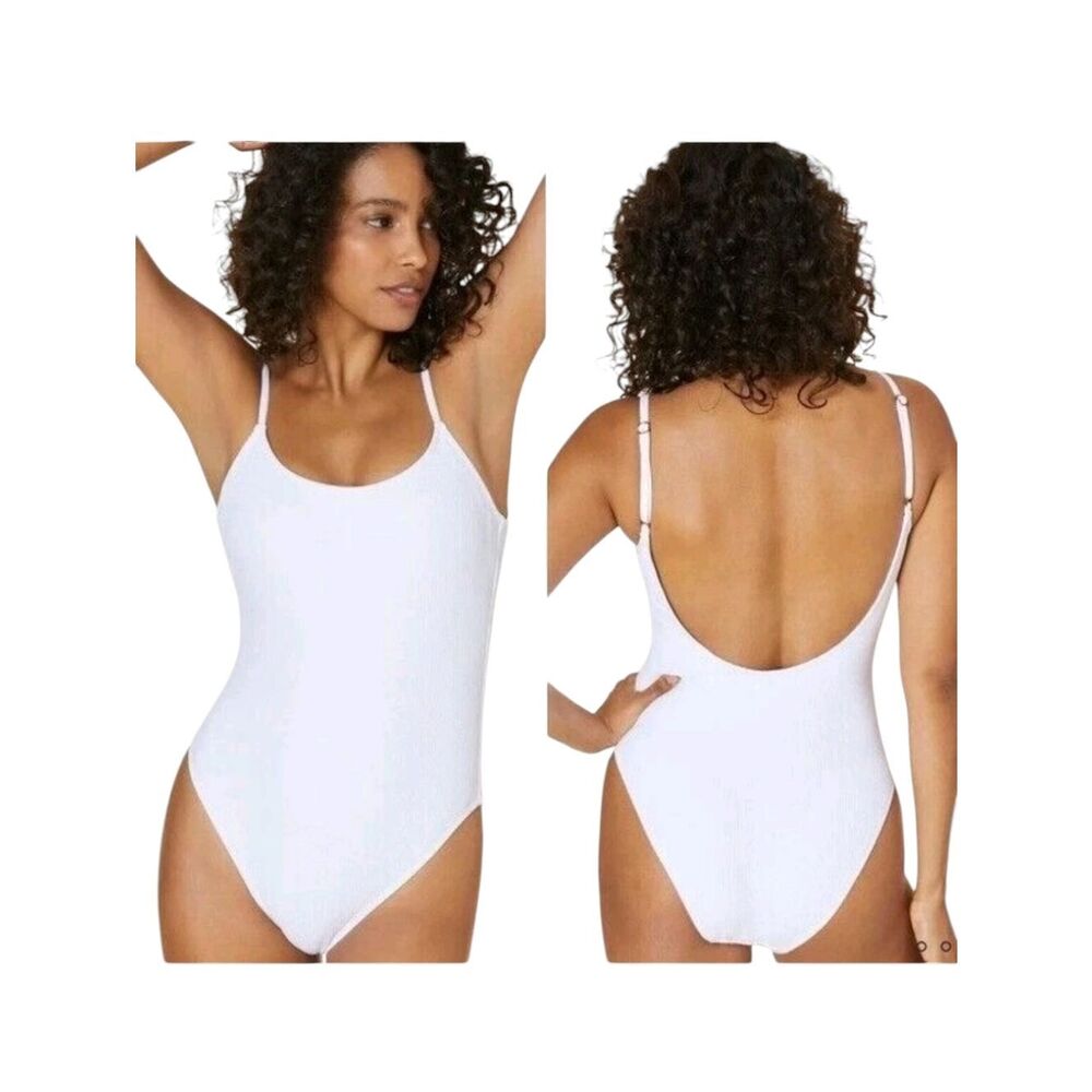Andie Swim The Laguna Rib One Piece Swimsuit Low Back White XXLT